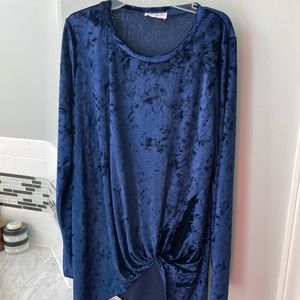 Blue Crushed Velvet Tunic Top